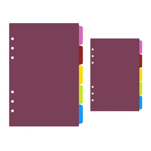 4Set 5pcs/Set A5 Loose Leaf Spiral Binder Index Separator PP Colorful 6 Hole Page Dividers for Diary Book Students Stationery Gifts
