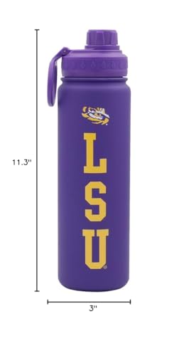Louisiana Logo Water Bottle - Purple Double Walled Stainless Steel 24 oz Keeps Drinks Cold or Hot - color: LSU - Purple