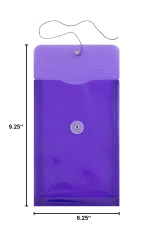 JAM PAPER Plastic Envelopes with Button & String Tie Closure - 6 1/4 x 9 1/4 - Purple - 12/Pack - color: Purple, size: 6 x 9