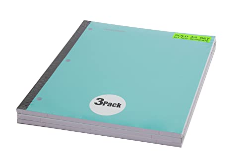 Mintra Wireless Notebook 3pk - 80 Sheets - College Ruled (Teal, White, Purple) - color: Teal, White, Purple