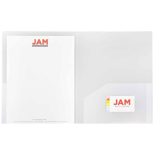 JAM PAPER Heavy Duty Plastic 2 Pocket Extra Tough School Folders - Clear - 3/Pack - color: Clear, size: 3 Per Pack