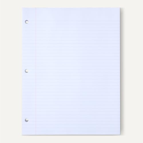 Amazon Basics College Ruled Loose Leaf Paper, 11" x 8.5", 150 Sheets, White, No Binding, 1-Pack