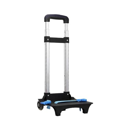 Foldable Backpack Hand Truck, Aluminum Alloy Portable Wheeled Trolley, 2-Wheel Dark Blue for Travel and Camping - color: Style a (2 Wheel Dark Blue)