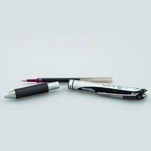 Pentel Energel 0.3mm Extra Fine Point Rtx Retractable Needle Tip Pen - 6 Black & 6 Blue - pack of 12