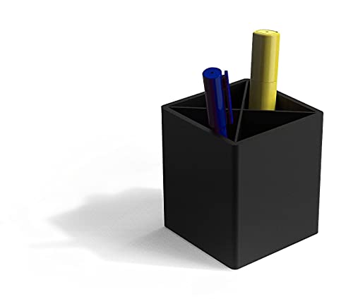 TRU RED Divided Plastic Pencil Cup, Black – Desktop Organizer for Pens, Pencils & Office Supplies - size: 1 Pack, style: Pencil Cup