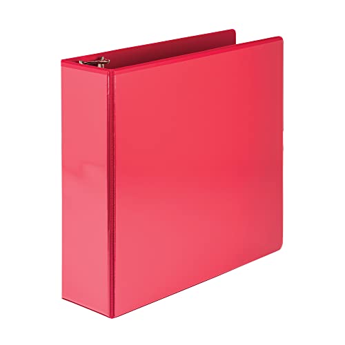 Samsill 4 Inch 3 Ring Binder, Economy Round Ring, Clear View Cover, 675 Sheet Capacity - for Schooo, Home, Office - Ruby Red - color: Red, size: 1-Pack, style: 4-Inch