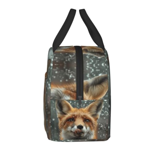 Funny 3d Fox Lunch Box Insulated Meal Bag Lunch Bag Reusable Snack Bag Food Container For Boys Girls Men Women School Work Travel Picnic - color: Funny Fox