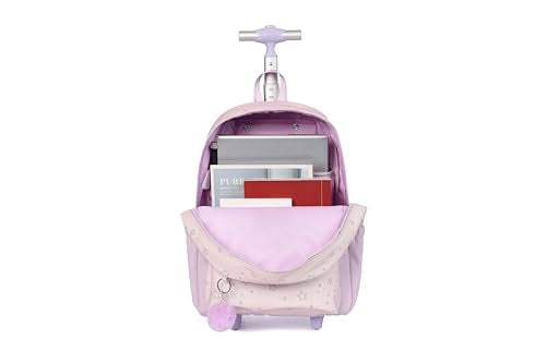 Kids Backpack for Girls Luggage School Trolley Bag with Lunch Box 3pc Set (HEY PURPLE) - color: Hey Purple