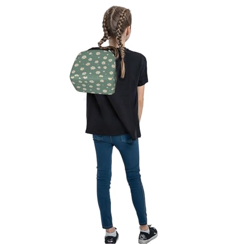 Lunch Bag Daisy Flower Green Insulated Lunch Box Reusable Cooler Tote for Adults Student Girl Boy Work Office School Picnic Over 3 Years Old - color: B0367