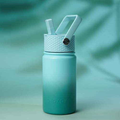 BJPKPK Insulated Water Bottle, 15oz Stainless Steel with Straw Lid | Leak Proof, BPA-Free, Vacuum Insulated, Keep Drink Cold & Hot, Metal Water Bottle for Travel, Gym, Office, Cupholder Friendly - color: Milk Blue, style: N-15oz-Color Lid