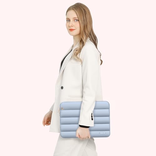 MOSISO Laptop Case 16 inch, 15-15.6 inch Puffy Laptop Sleeve, Baby Blue | Compatible with MacBook Pro 16 M5 M4 M3 M2 M1, HP Dell ASUS Acer Toshiba Lenovo, Polyester Horizontal Bag with Small Case - color: Baby Blue, size: 16 inch