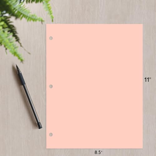 Copy Printing and Writing Colored Paper, 20 Pound - 75 Gsm, 3 Hole Punch, 500 Sheets per Ream. (Peach) - color: Peach