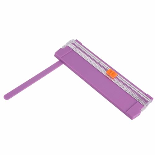 SUNGOOYUE Paper Cutter, Plastic Small Foldable Paper Trimmer for A4, Lightweight Mini Cutting Board with Portable Design, for Students Home Office Desk Use (Purple) - color: Purple