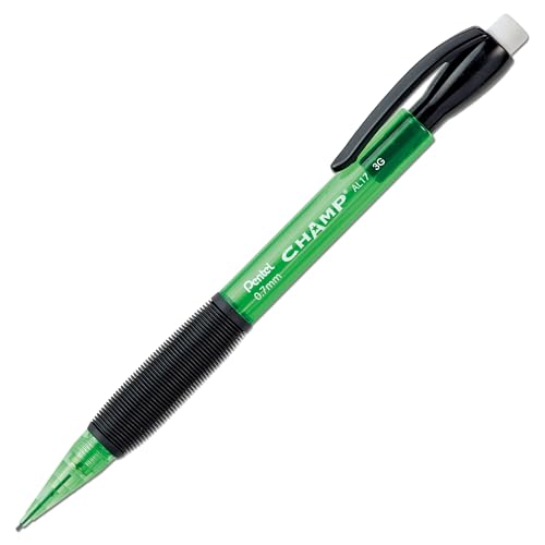 Pentel CHAMP Mechanical Pencil (0.7mm) Mechanical Pencil, Tinted Green Barrel, Box of 12(AL17D) - color: Green, size: 1 Count (Pack of 12), style: 0.7 mm