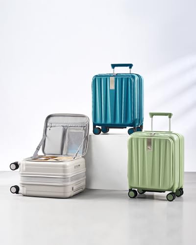 Hanke Top Opening Carry-On - Expandable 16 Inch Airline Approved Spinner | Easy-access top opening,360° spinner wheels,lightweight expandable hardshell, fits overhead bins,for overnight business trips - color: Bamboo Green, size: 16 Inch Expandable
