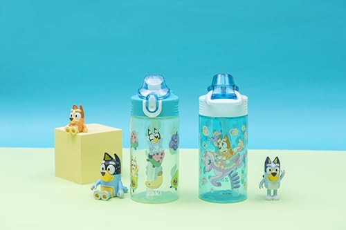 Zak Designs Bluey Sage Kids Water Bottle For School or Travel, 16oz Durable Plastic Water Bottle With Straw, Handle, and Leak-Proof, Pop-Up Spout Cover, 2-Pack Set (Bluey & Bingo) - color: Bluey & Bingo
