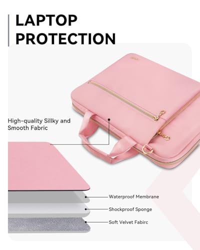 14 Inch Laptop Bag Case for Women Men Compatible with HP Chromebook OmniBook Envy/14 MacBook Pro M5/Dell Pro Inspiron XPS/Lenovo Yoga, Messenger Carrying Briefcase Computer Bag Case, Pink - color: Pink, size: 14 inch