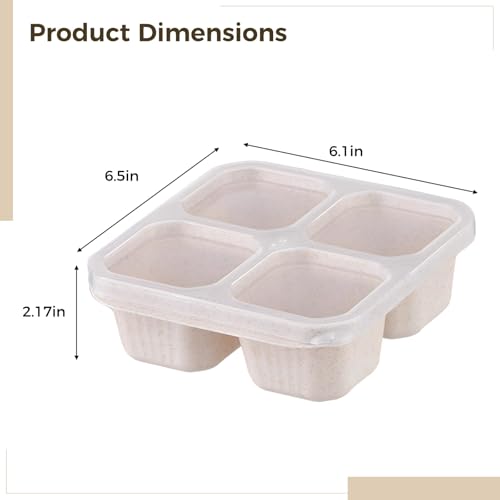 12 Pcs Divided Compartments, Reusable Meal Prep Containers with Lids, 4 Compartment Snack Containers, Microwave and Dishwasher Safe, Lunch Boxes for Travel, Office, and On the Go Meals