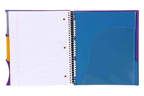 Mintra Office Durable PREMIUM Spiral Notebook, ((Purple, 3 Subject, 8.5in x 11in)), Fabric Covered Coils, No Snags, Removable Adjustable Pocket Dividers, Ruler, Organization, Customizable - color: Purple, size: 3 Subject (8.5in x 11in)