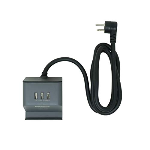 Woods 41023 2-Outlet Wireless Qi Charging Station with 3 USB-A Ports 3.0A Shared; 300 Joules of Surge Protection; 5-ft Cord for iPhone; Samsung; LG; Gray/Black