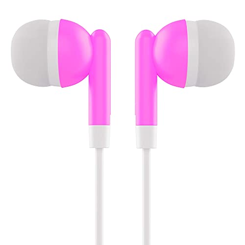 Maeline Bulk Earbuds with 3.5 mm Headphone Plug - 30 Pack - Pink - color: Pink, size: 30 Pack