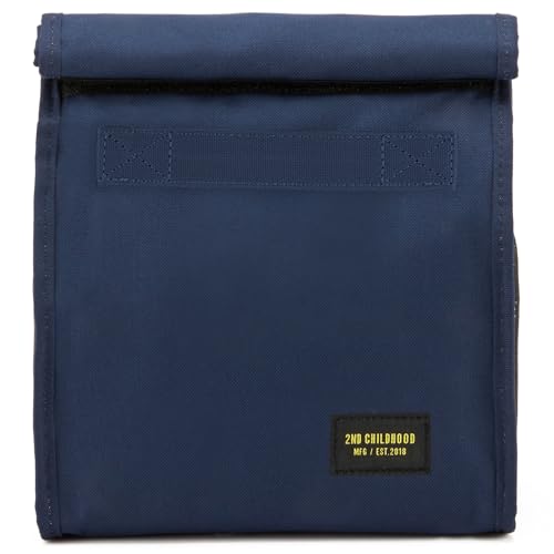 2nd Childhood Insulated Lunch Bag for Men, Durable & Reusable, Blue | Slim lunch bag with carry handle, two mesh side pockets and a back slip pocket; insulated liner keeps food cool - color: Blue