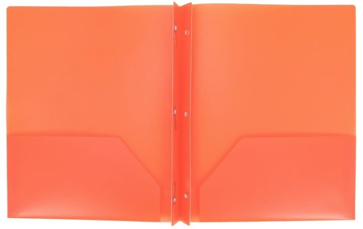 Aurora LLC.School,Office Supplies.Plastic Folders with Prongs and Two Pockets (Orange) - color: Orange