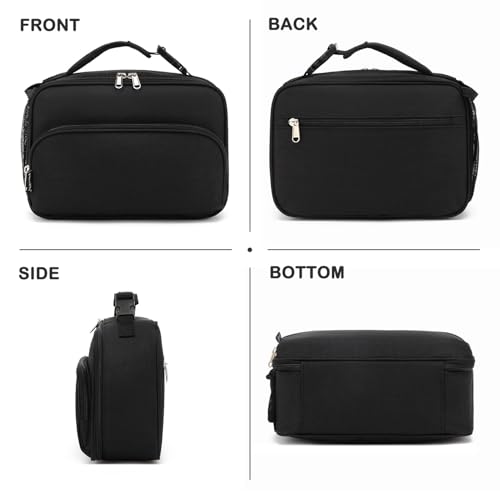 FlowFly Kids Lunch box Insulated Soft Bag Mini Cooler Back to School Thermal Meal Tote Kit for Girls, Boys,Black - color: Black