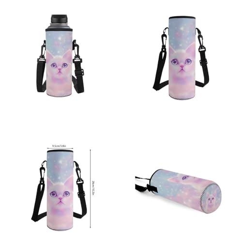 Aesthetic Galaxy Cat Backpack for School Girls Backpack with Lunch Box Water Bottle Bag and Large Pencil Case 4PCS Set 17" Bookbag with Front Pocket Lightweight School Bag for Kids Elementary - color: Aesthetic Galaxy Cat