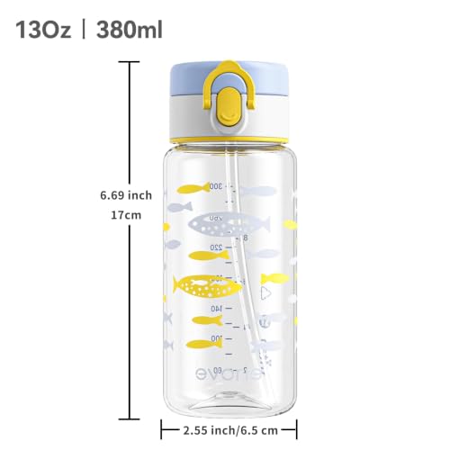 Evorie Tritan Kids Water Bottle with Straw, 13oz BPA-Free Leak-Proof Drinking Bottle for School & Travel, Lightweight Clear Water Bottle, Dishwasher Safe, for Kids Ages 3+ (Ocean Blue) - color: Ocean Blue