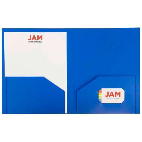 JAM PAPER Heavy Duty Plastic 2 Pocket Extra Tough School Folders - Blue - 3/Pack - color: Blue, size: 3 Per Pack