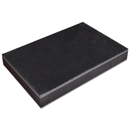 KINGFOM Pu Leather Desk Organizer Tray, 4 Compartment Office Storage Supplies Stationery Drawer Tray, Nightstand Bedside Tray for Key, Wallet, Sunglass, Watch, Coin, Phone Valet Tray Stackable Black - color: Black