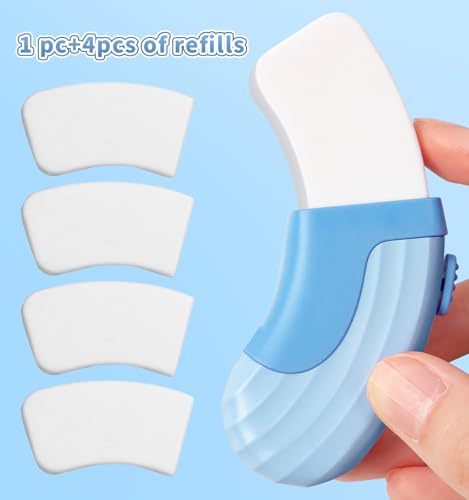 4+1 Pack Rubber Erasers Sliding Retractable Eraser, Large White Erasers for School Office Art Drawing Pencil Eraser for Kids- Blue - color: Blue