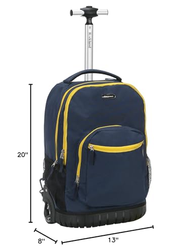 Rockland Single Handle Laptop Rolling Backpack, 19", Navy - color: NAVY