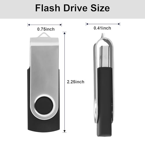 Swivel Design 8GB USB Flash Drive, Portable USB 2.0 Thumb Drive Memory Stick, Data Storage Flashdrive for Students, Travel, and Office, Home Use (Black, 8 GB)