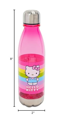 Hello Kitty Water Bottle Set - Bundle of 2 Reusable Sports Tumblers with Lid 23.6 Oz for Home & Sports Plus Tattoos, Phone Decal, More School Supplies