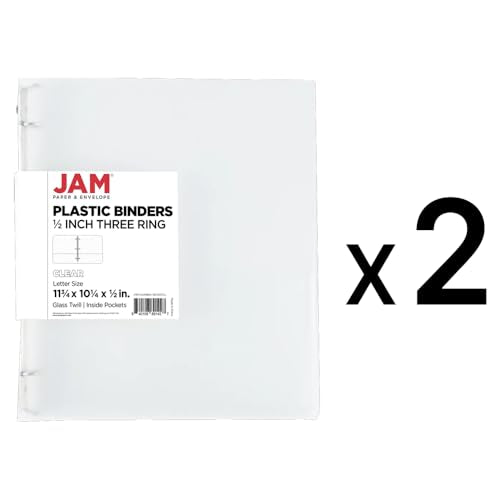 JAM PAPER Plastic 0.5 inch Binders - Clear 3 Ring Binders - 2/Pack - color: Clear, size: 0.5 inch (Pack of 2)