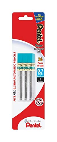 Pentel Super Hi-Polymer Lead Refill (0.7mm), B, 36 Pieces of Lead (L50BP3B-K6)