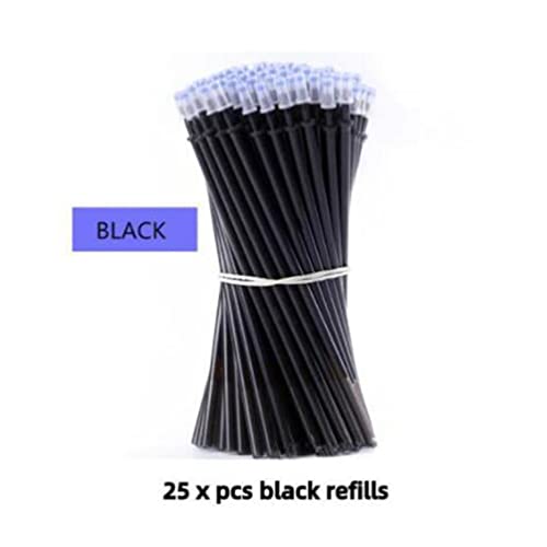 25pcs/Set Erasable Gel Pen Refills Rod 0.5mm Washable Handle Magic Erasable Pen for School Pen Writing Tools Kawaii Stationery (8 Black) - color: 8 Black