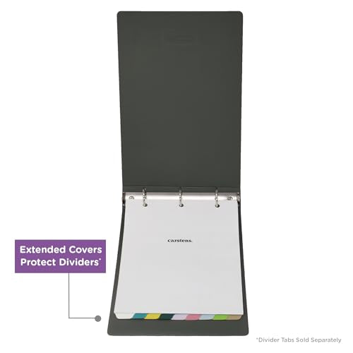 Carstens 2-Inch Heavy Duty 3-Ring Binder - Top Opening, Charcoal Gray, Durable Plastic, No-Gap Rings, Waterproof Cover, No Pockets, Holds 300 Letter Sheets, BPA-Free, Made in USA (5871-3R), Case of 16 - color: Charcoal Gray, size: Case of 16