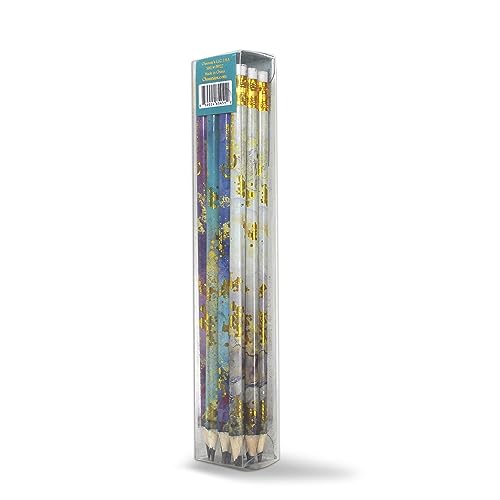 Channie's No. 2 HB 4 Gold Leaf Pencils Set of 12 - Fun Wooden Pencils with Colorful Abstract Patterns - Cute Desk Accessories - style: No. 2 HB Gold Leaf Pencils Set of 12