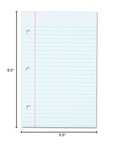Oxford 62304 Filler Paper, 3H, 20 lb, 5 1/2 x 8 1/2, College Rule, White (Pack of 100 Sheets)
