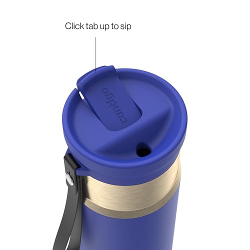 Contigo SnapSeal 709.8ml(24온스) 스테인리스 스틸 진공 단열 물병, 누출 방지 자동 닫힘 뚜껑, 휴대용 스트랩 및 재사용 가능한 빨대, BPA 프리 및 납 프리, 식기세척기 사용 가능 - color: 와일드 인디고 샴페인, size: 24온스