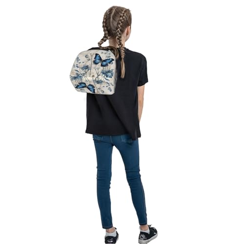 Lunch Bag Butterfly Blue Flower Boho Insulated Lunch Box Reusable Cooler Tote for Adults Student Girl Boy Work Office School Picnic Over 3 Years Old - color: B0388