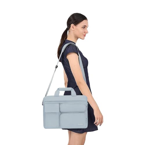 MOSISO Laptop Shoulder Bag 15.6 inch, 15-15.6 inch Computer Bag | Compatible with MacBook Pro 16 inch, HP, Dell, Lenovo with 2 Raised&1 Flapover&1 Horizontal Pocket&Handle&Belt, Baby Blue - color: Baby Blue, size: 16 inch