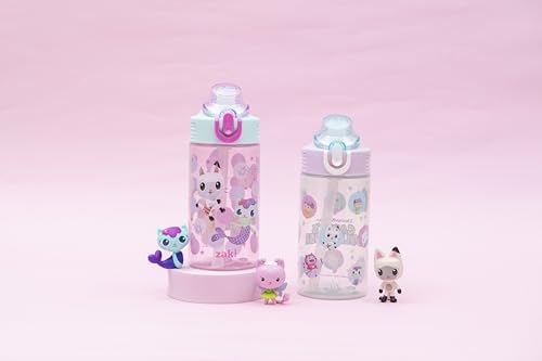 Zak Designs DreamWorks Gabby's Dollhouse Sage Kids Water Bottle For School or Travel, 16oz Durable Plastic Water Bottle With Straw and Leak-Proof, Pop-Up Spout Cover, 2-Pack Set (The Gabby Cats) - color: Gabby's Dollhouse (The Gabby Cats)