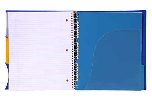 Mintra Office Durable PREMIUM Spiral Notebook, ((Blue, 3 Subject, 8.5in x 11in)), Fabric Covered Coils, No Snags, Removable Adjustable Pocket Dividers, Ruler, Organization, Customizable - color: Blue, size: 3 Subject (8.5in x 11in)