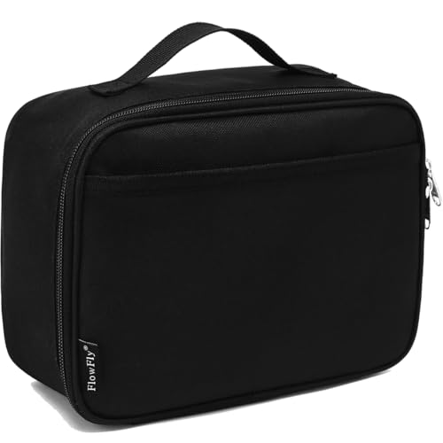 FlowFly Kids Lunch box Insulated Soft Bag Mini Cooler Back to School Thermal Meal Tote Kit for Girls, Boys, Black - color: Black