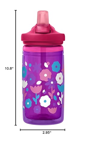 CamelBak Eddy+ Kids Bite Valve Straw Insulated Tritan Renew Water Bottle - color: Flower Power, size: 13.5 Ounces