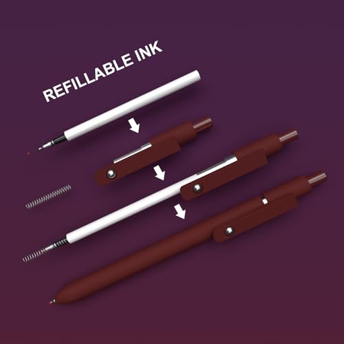 Retractable Gel Pens,0.5mm fine point pen, smooth writing nursing pens,stationary for women,Cute Office and School Supplies for Women Teacher Students(10 Pcs Vintage-Black Ink) - style: 10 Pcs Black Ink-Vintage shaft pen